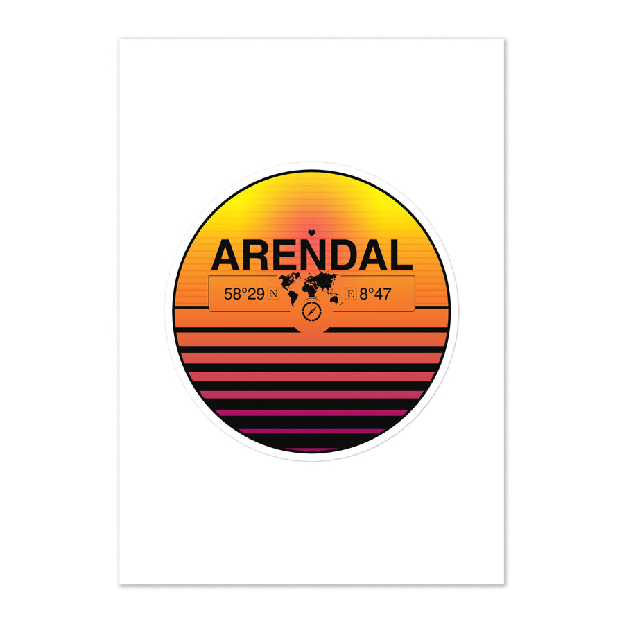 Travel Sticker Design with Retro Sunset Styling