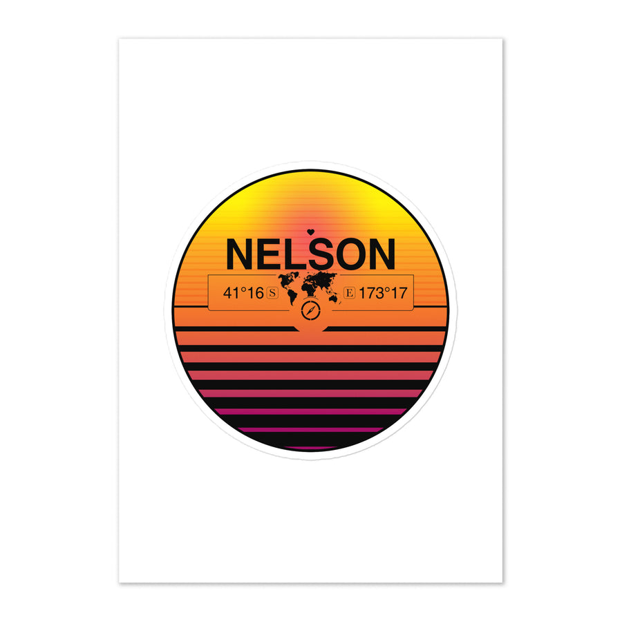 Travel Sticker Design with Retro Sunset Styling