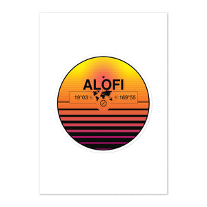 Travel Sticker Design with Retro Sunset Styling