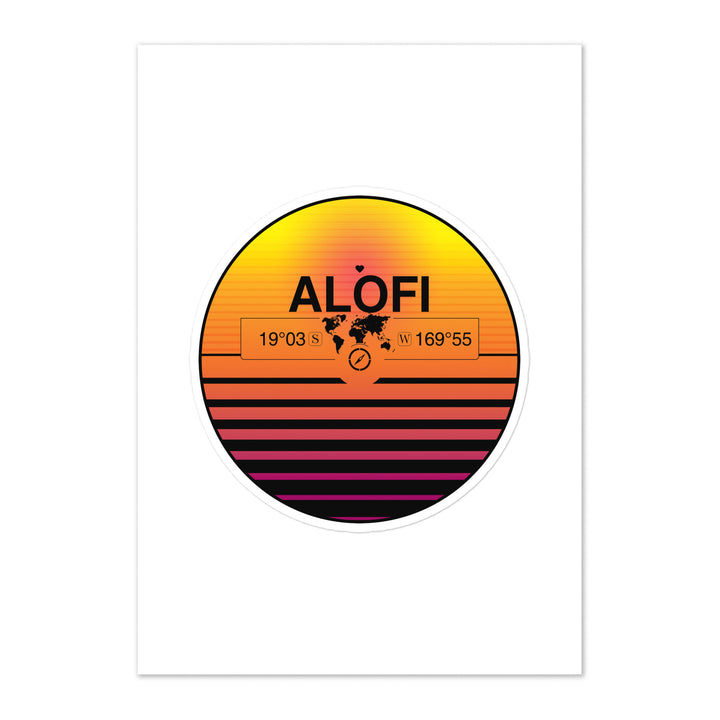 Travel Sticker Design with Retro Sunset Styling