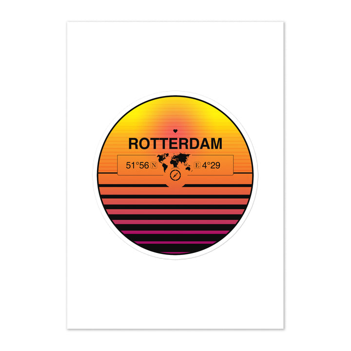 Travel Sticker Design with Retro Sunset Styling