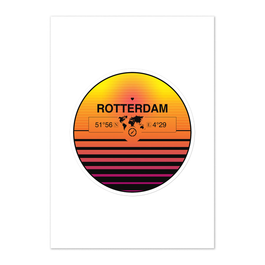 Travel Sticker Design with Retro Sunset Styling