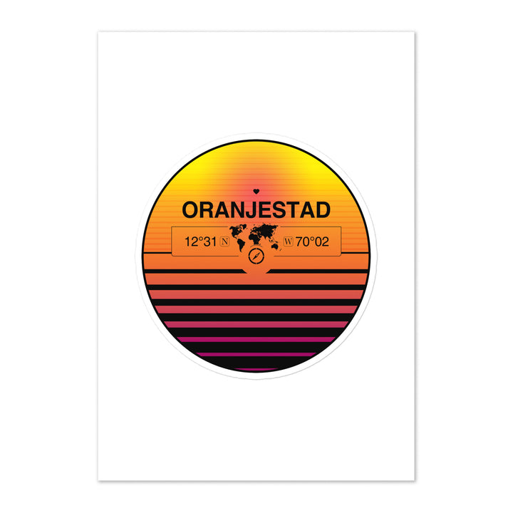 Travel Sticker Design with Retro Sunset Styling
