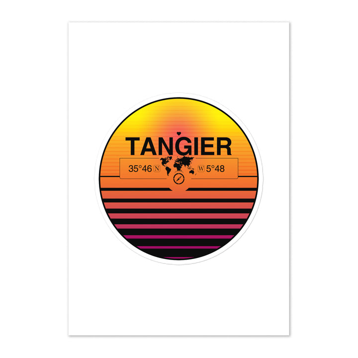 Travel Sticker Design with Retro Sunset Styling