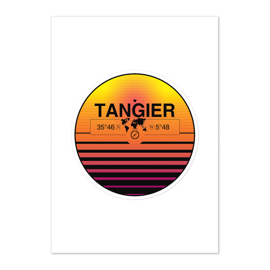 Travel Sticker Design with Retro Sunset Styling