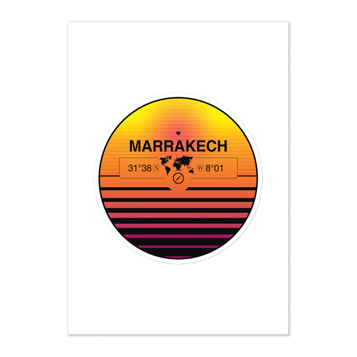 Travel Sticker Design with Retro Sunset Styling