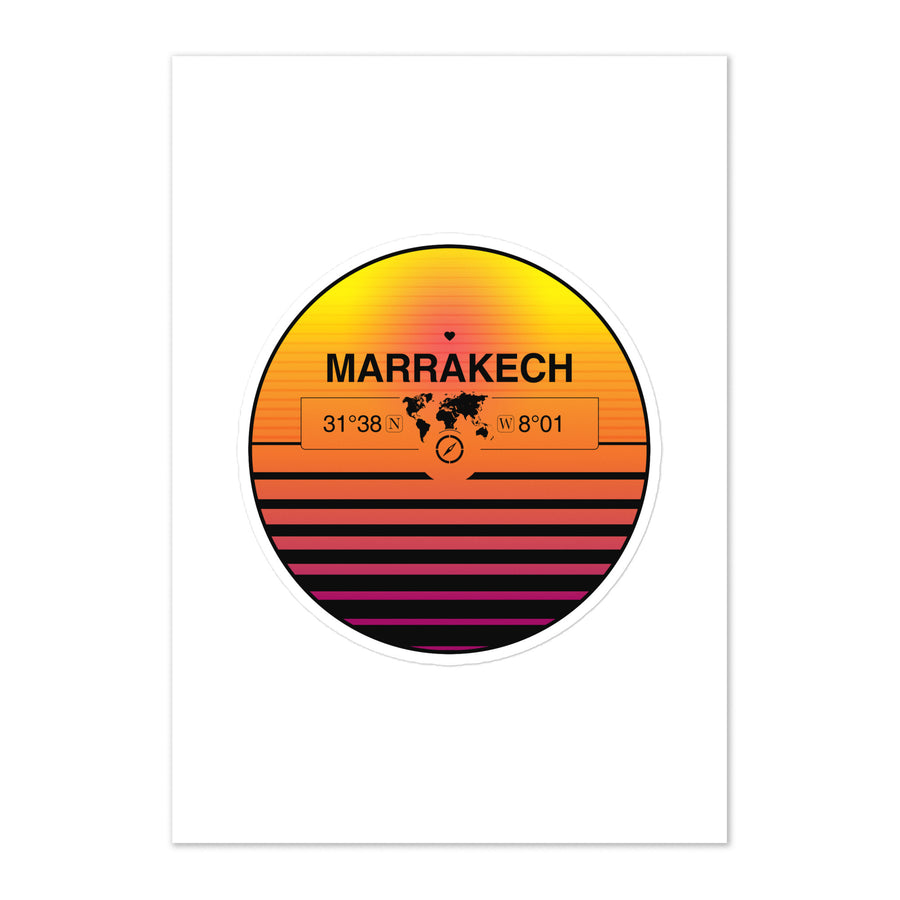 Travel Sticker Design with Retro Sunset Styling