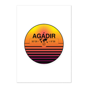 Travel Sticker Design with Retro Sunset Styling