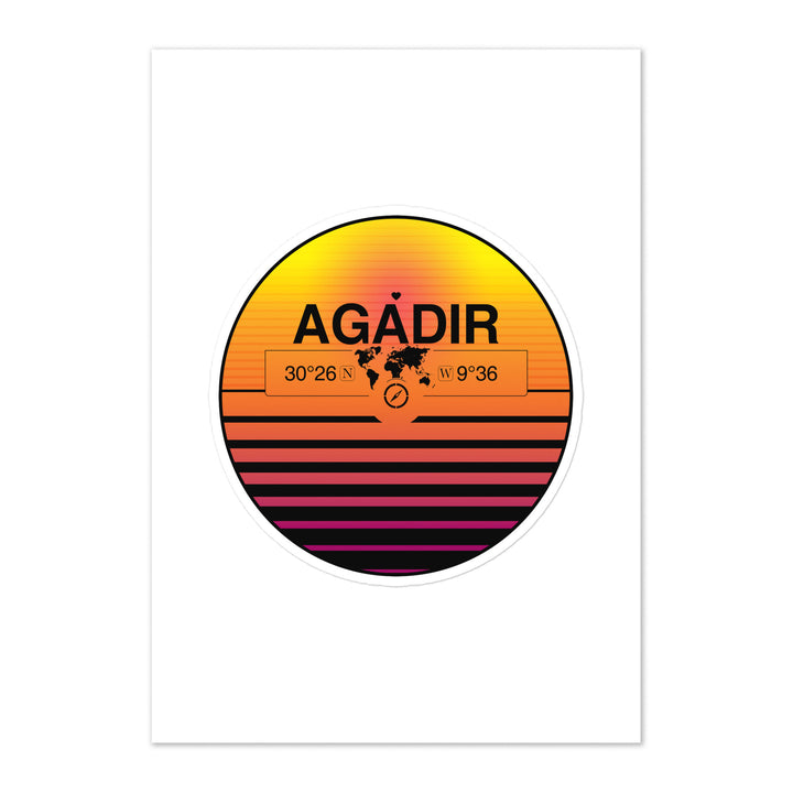 Travel Sticker Design with Retro Sunset Styling