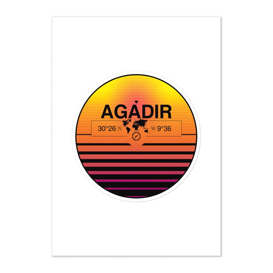 Travel Sticker Design with Retro Sunset Styling