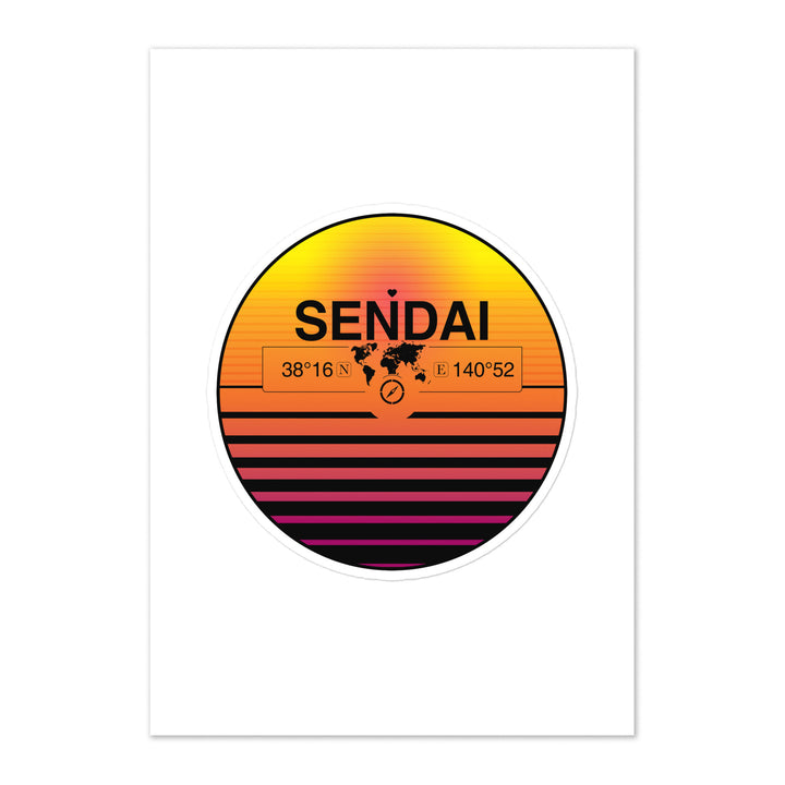 Travel Sticker Design with Retro Sunset Styling