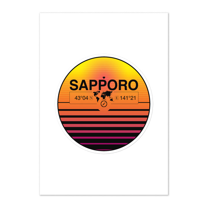Travel Sticker Design with Retro Sunset Styling
