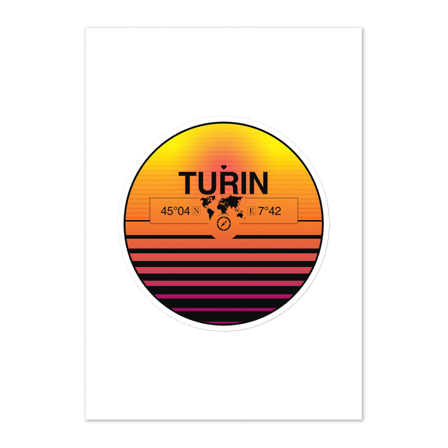 Travel Sticker Design with Retro Sunset Styling