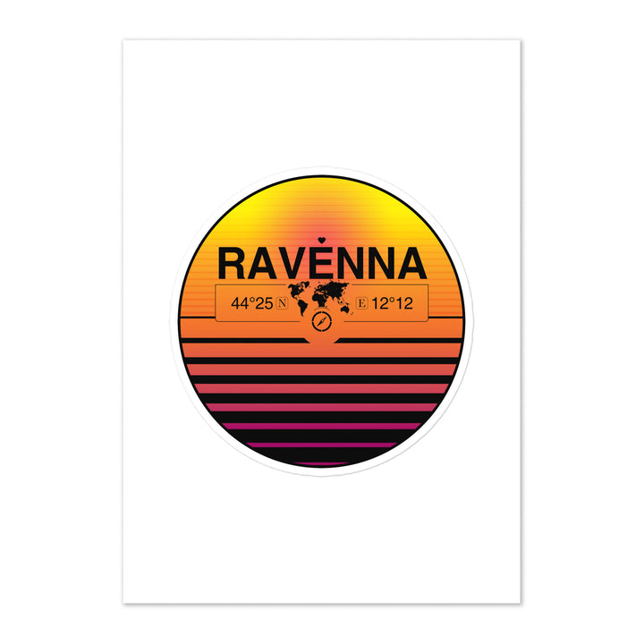 Travel Sticker Design with Retro Sunset Styling