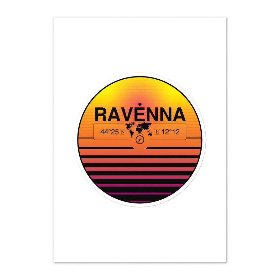 Travel Sticker Design with Retro Sunset Styling