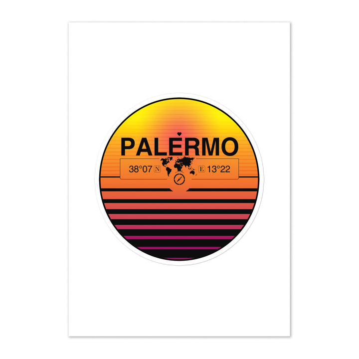 Travel Sticker Design with Retro Sunset Styling