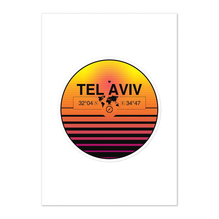Travel Sticker Design with Retro Sunset Styling