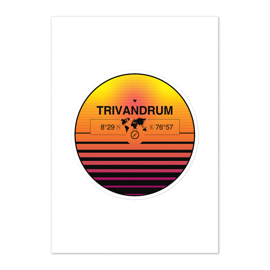 Travel Sticker Design with Retro Sunset Styling