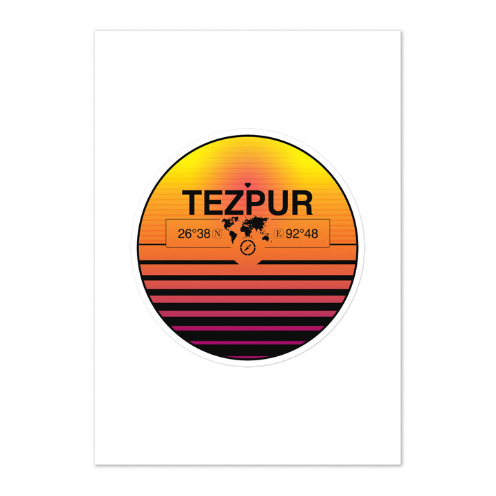 Travel Sticker Design with Retro Sunset Styling