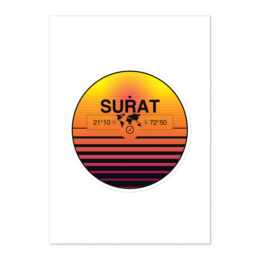 Travel Sticker Design with Retro Sunset Styling