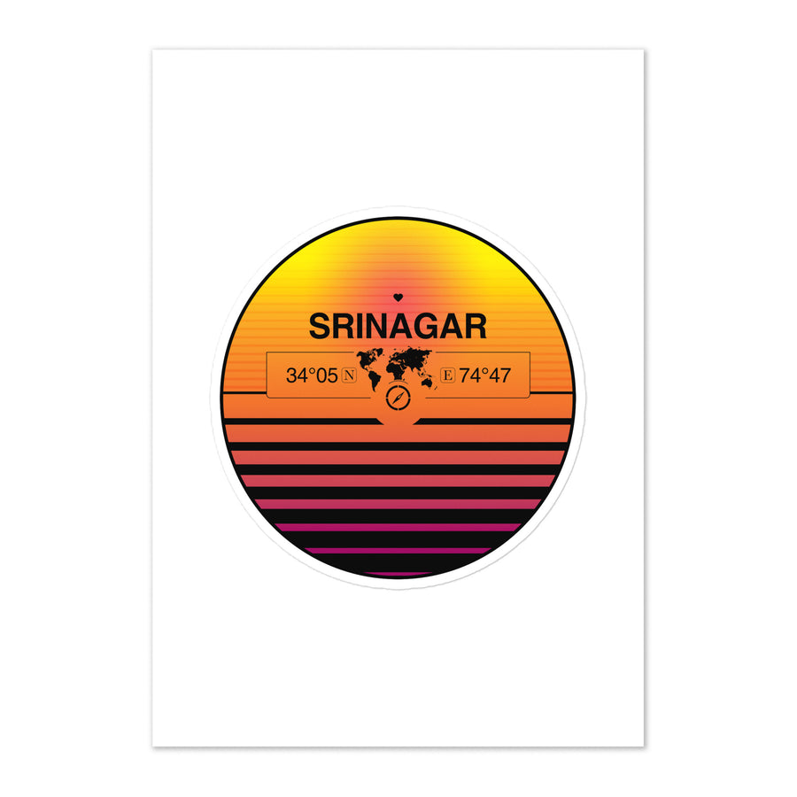 Travel Sticker Design with Retro Sunset Styling