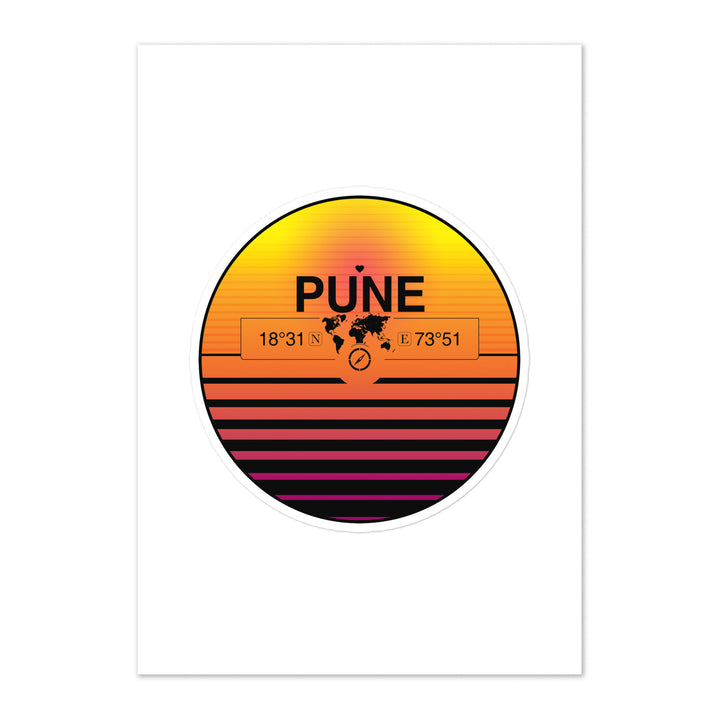 Travel Sticker Design with Retro Sunset Styling