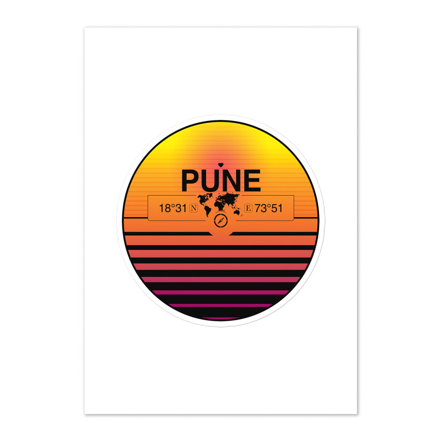 Travel Sticker Design with Retro Sunset Styling