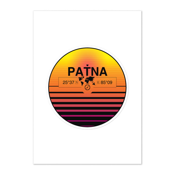 Travel Sticker Design with Retro Sunset Styling