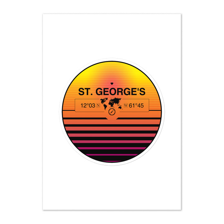 Travel Sticker Design with Retro Sunset Styling