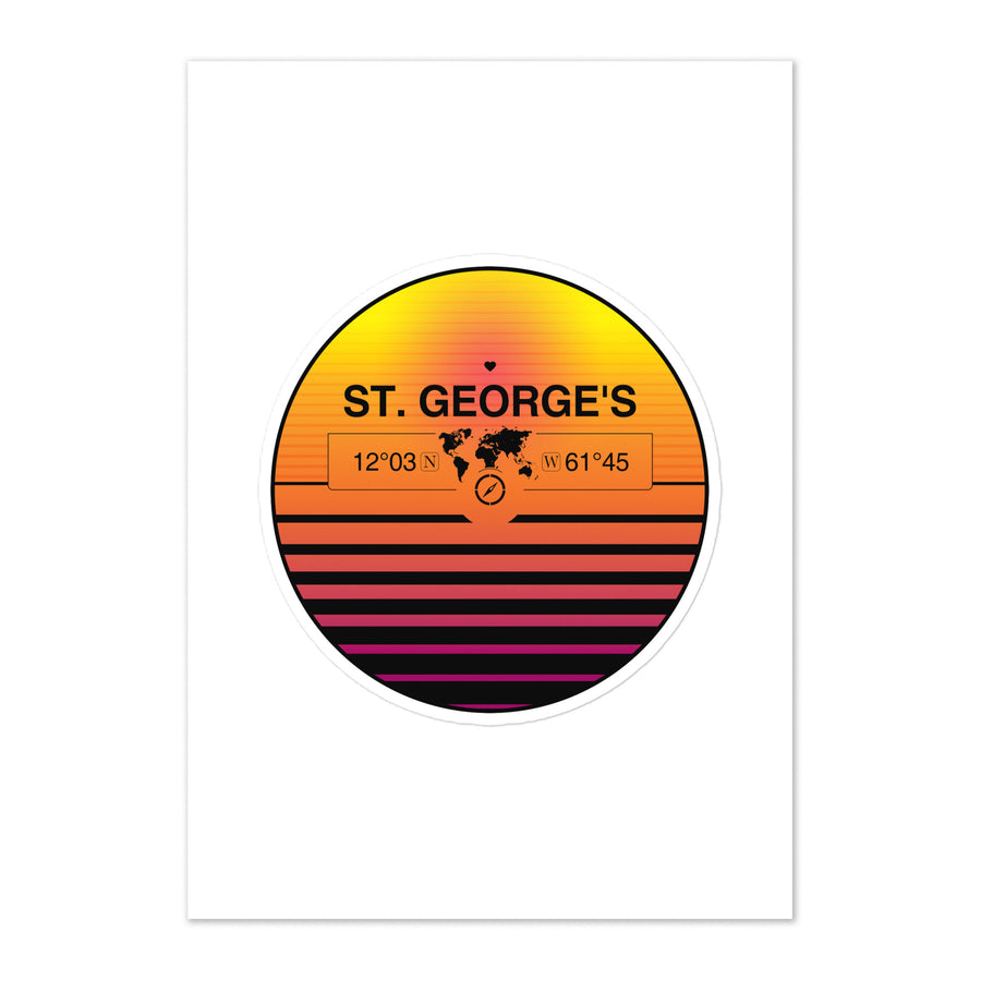 Travel Sticker Design with Retro Sunset Styling