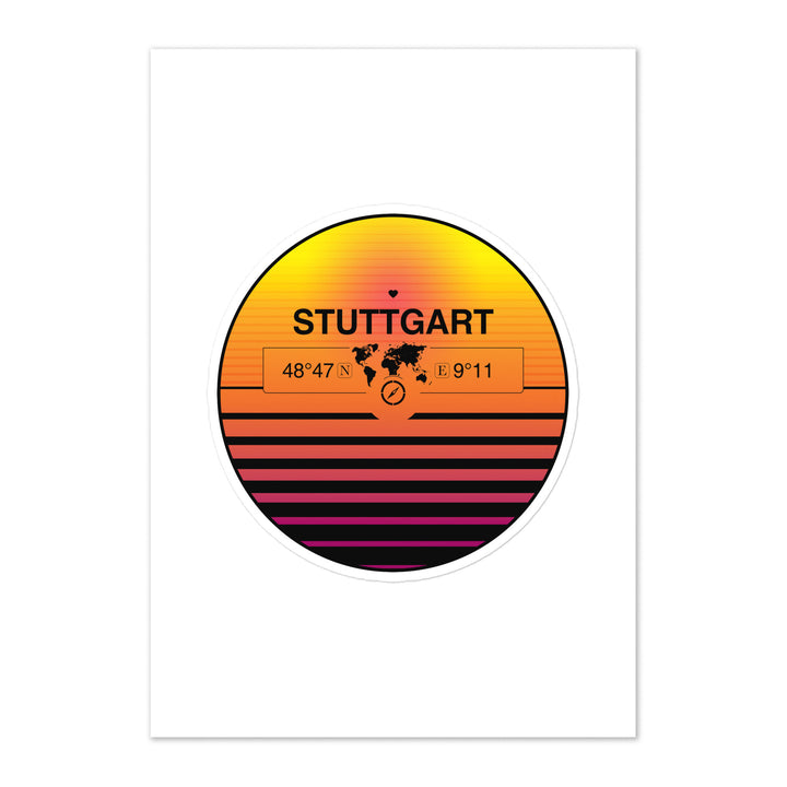 Travel Sticker Design with Retro Sunset Styling