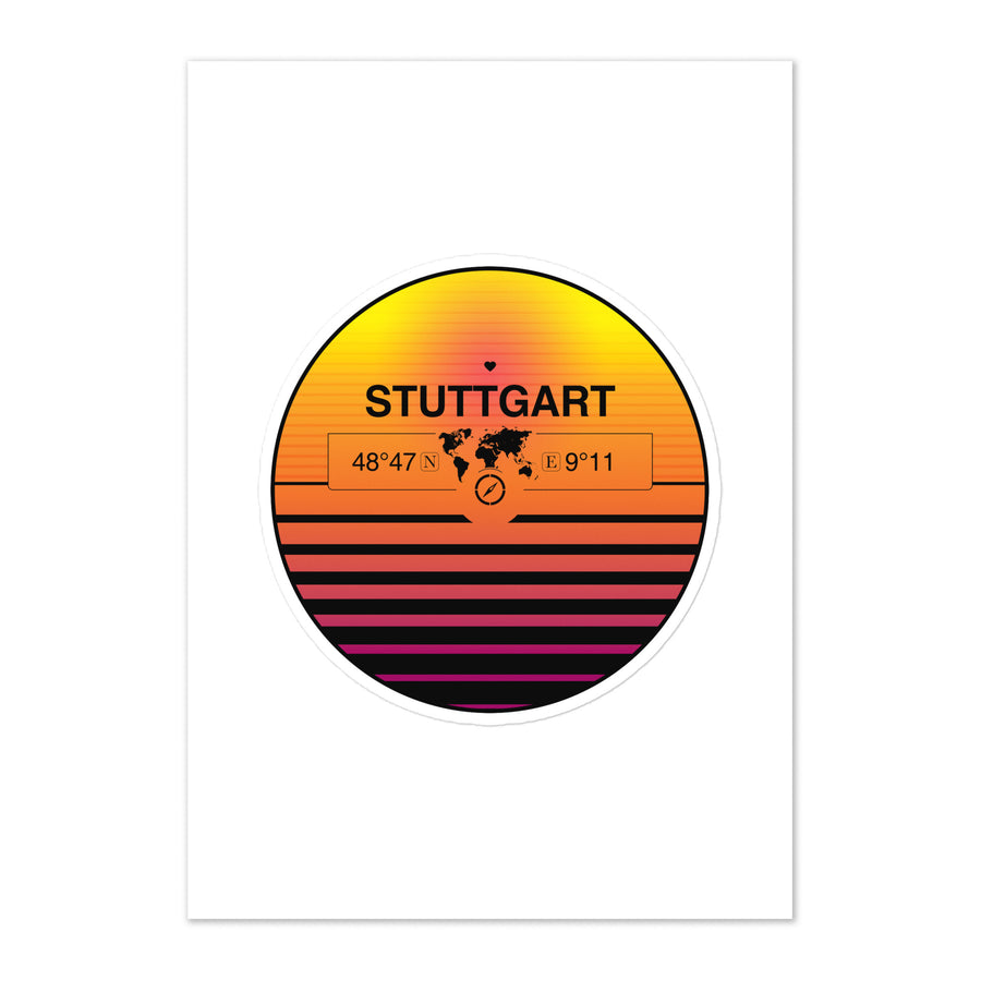 Travel Sticker Design with Retro Sunset Styling