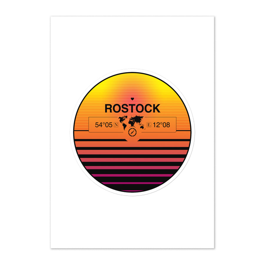 Travel Sticker Design with Retro Sunset Styling