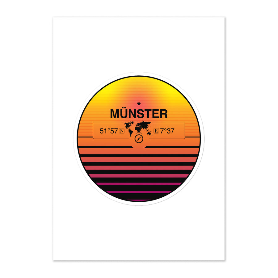 Travel Sticker Design with Retro Sunset Styling