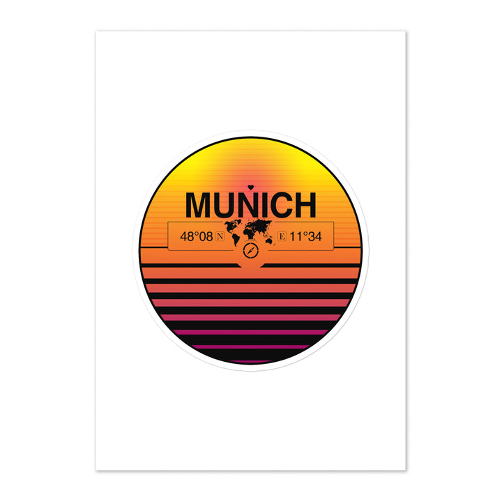 Travel Sticker Design with Retro Sunset Styling