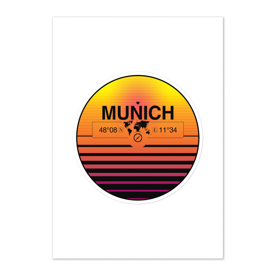 Travel Sticker Design with Retro Sunset Styling