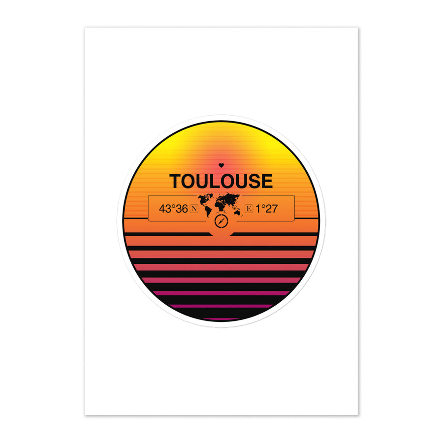 Travel Sticker Design with Retro Sunset Styling