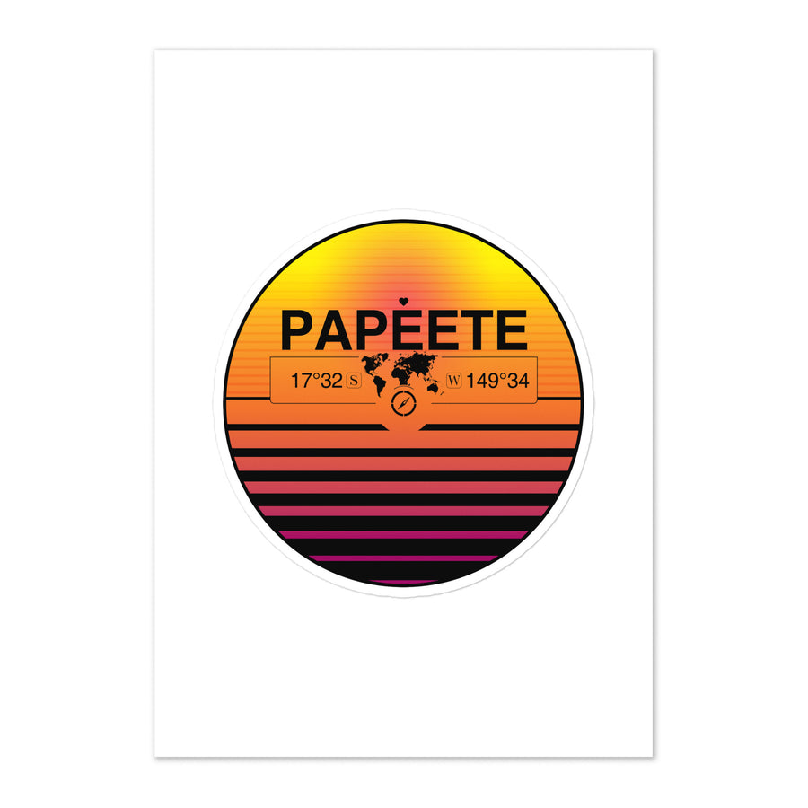 Travel Sticker Design with Retro Sunset Styling