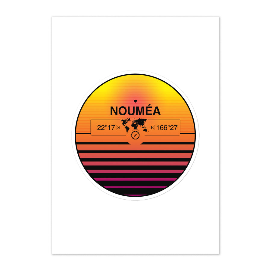 Travel Sticker Design with Retro Sunset Styling