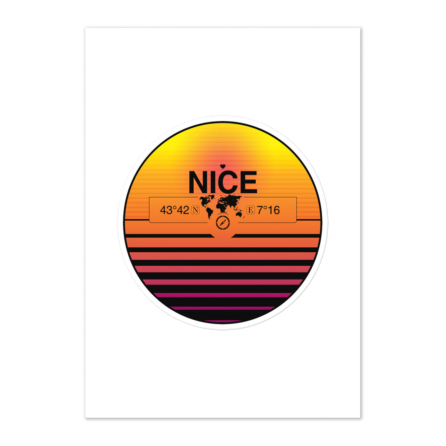 Travel Sticker Design with Retro Sunset Styling