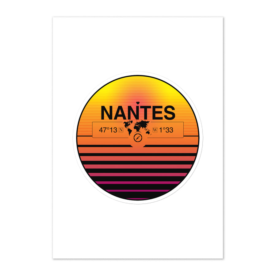 Travel Sticker Design with Retro Sunset Styling