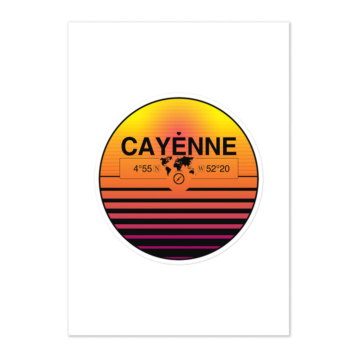 Travel Sticker Design with Retro Sunset Styling