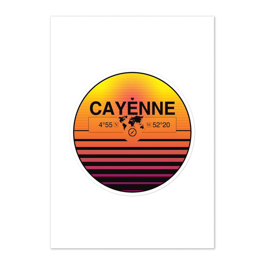 Travel Sticker Design with Retro Sunset Styling