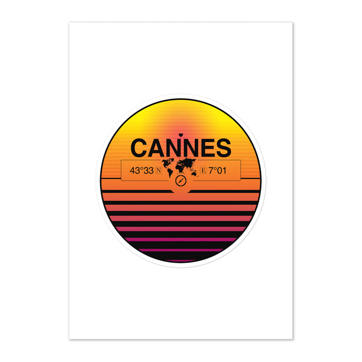 Travel Sticker Design with Retro Sunset Styling
