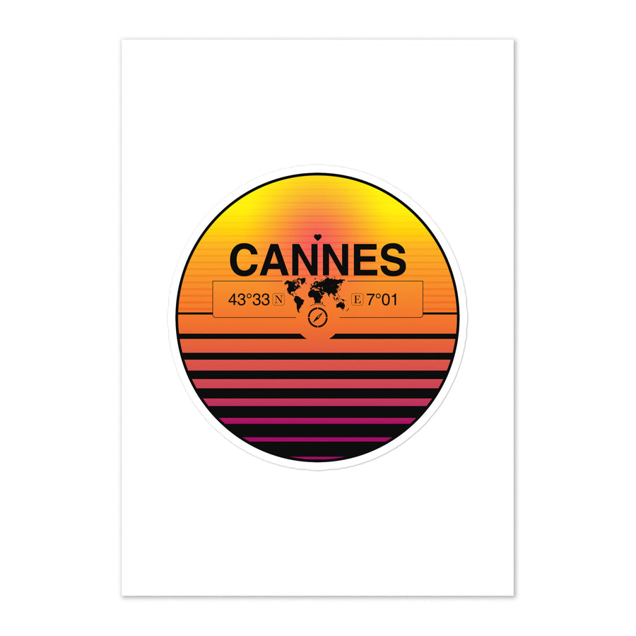 Travel Sticker Design with Retro Sunset Styling