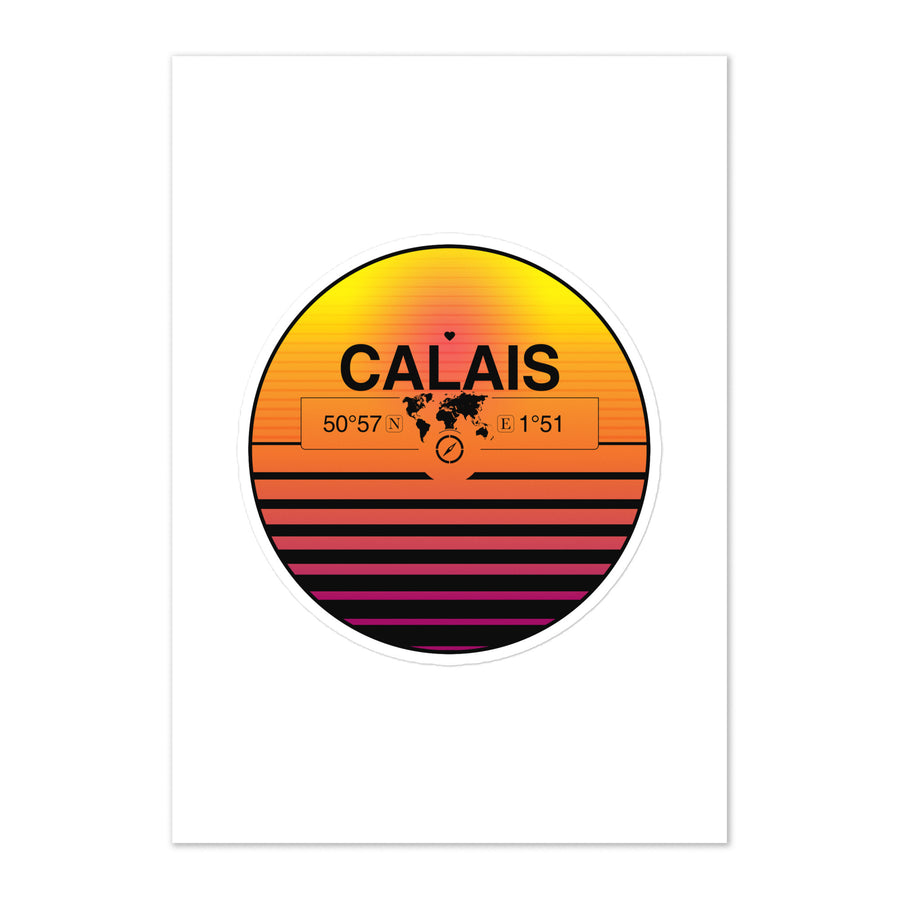 Travel Sticker Design with Retro Sunset Styling
