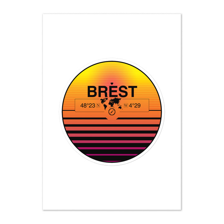 Travel Sticker Design with Retro Sunset Styling