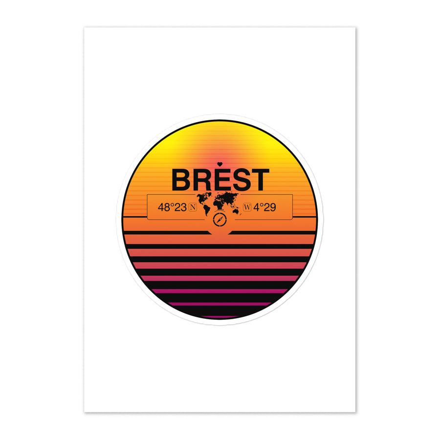 Travel Sticker Design with Retro Sunset Styling