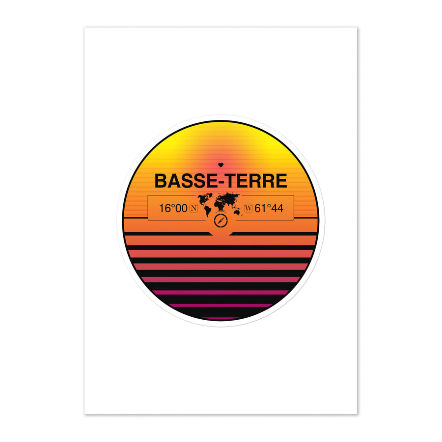 Travel Sticker Design with Retro Sunset Styling