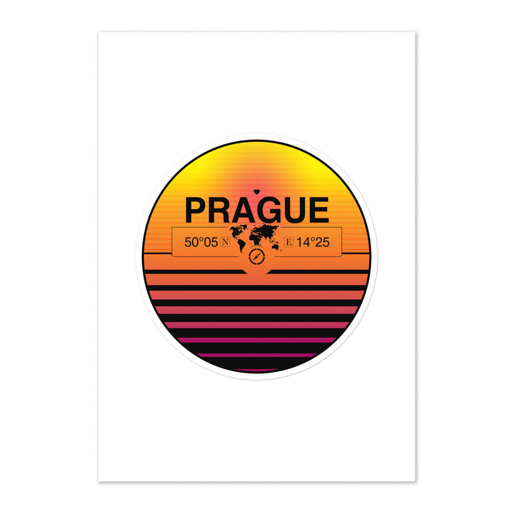 Travel Sticker Design with Retro Sunset Styling